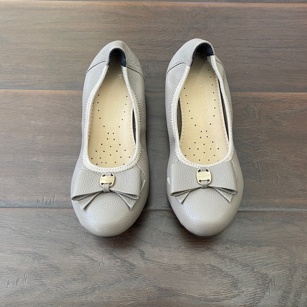 Geox Respira Women's Leather Gray Ballet Flats Ferragamo Buckle Size 8 U…
